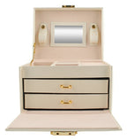 Kutija za Nakit s 20 Pretinaca i Ogledalom, Bež, 17.5 x 14 x 12 cm