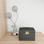 Kutija za Nakit s 20 Pretinaca i Ogledalom, Crna, 17.5 x 14 x 12 cm