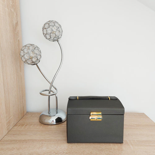 Kutija za Nakit s 20 Pretinaca i Ogledalom, Crna, 17.5 x 14 x 12 cm