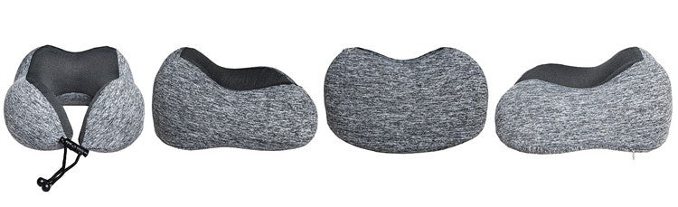 3D Putni Jastuk s Maskom za Oči i Čepićima za Uši, Crno-Sivi, 25x14 cm