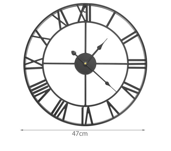 Retro Zidni Sat 47 cm Crni