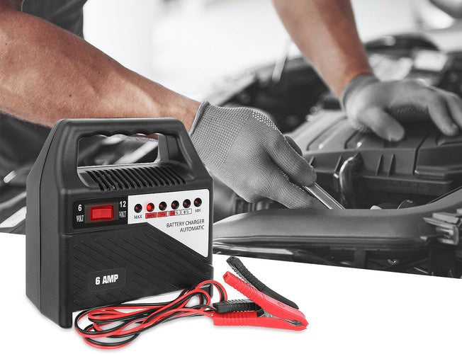 Punjač Za Akumulatore 12V 6A Crni, Indikator Napunjenosti