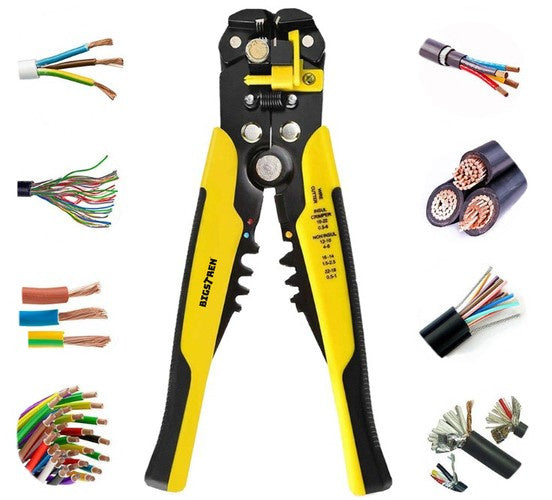 Automatski Skidač Izolacije s Rezačem i Krimperom, 20 cm, Žuto-Crni