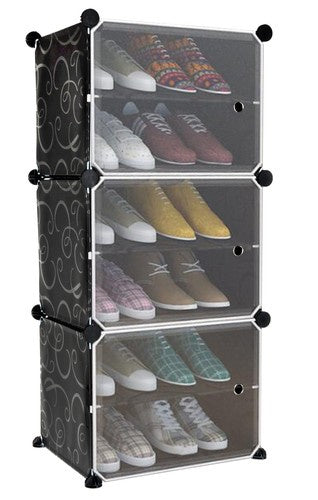 Modularna Polica za Cipele s 6 Polica, Crna, 93 x 44 x 31.5 cm