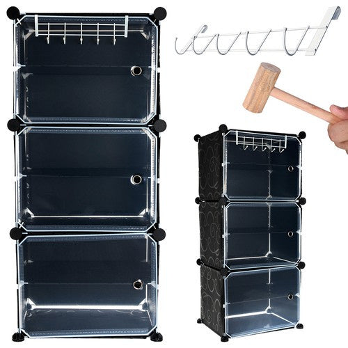 Modularna Polica za Cipele s 6 Polica, Crna, 93 x 44 x 31.5 cm