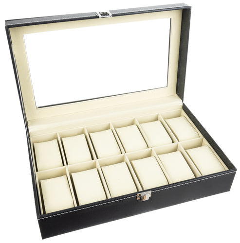 Organizer za Satove s 12 Pretinaca, Crni, 30.5 x 20.5 x 8 cm