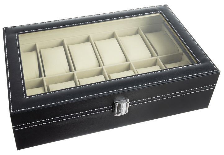 Organizer za Satove s 12 Pretinaca, Crni, 30.5 x 20.5 x 8 cm
