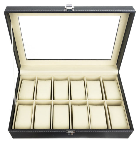 Organizer za Satove s 12 Pretinaca, Crni, 30.5 x 20.5 x 8 cm