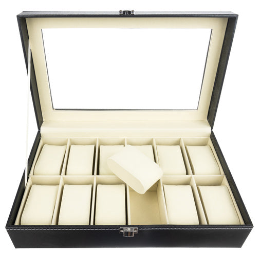 Organizer za Satove s 12 Pretinaca, Crni, 30.5 x 20.5 x 8 cm