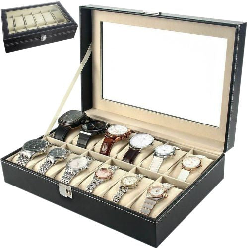 Organizer za Satove s 12 Pretinaca, Crni, 30.5 x 20.5 x 8 cm
