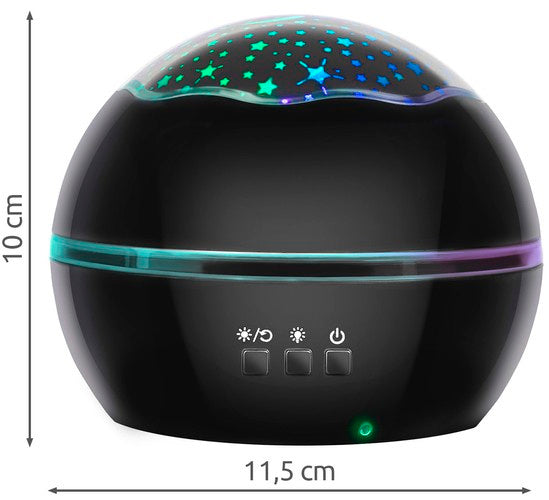 Noćna Lampa s Projektorom Zvjezdanog Neba i Podvodnog Svijeta, Crna, 12x12x10cm