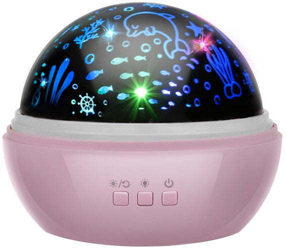 Noćna Lampa s Projektorom Zvjezdanog Neba i Podvodnog Svijeta 12x12x10cm Roza
