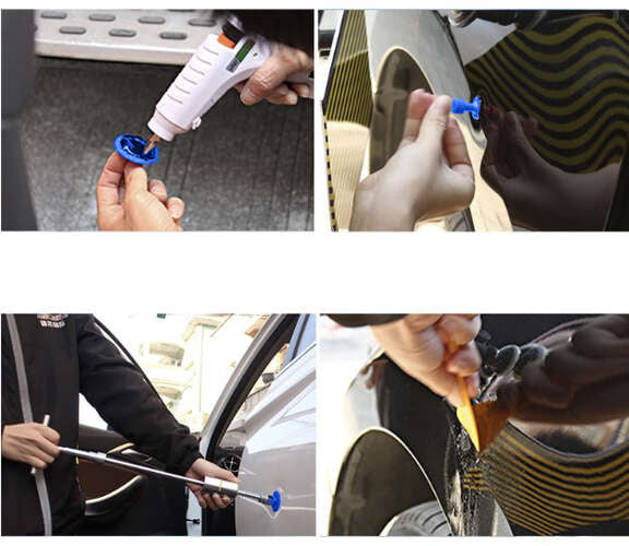 Set za Uklanjanje Udubljenja s Kliznim Čekićem i Adapterima 49x12 cm Srebrno/Crni