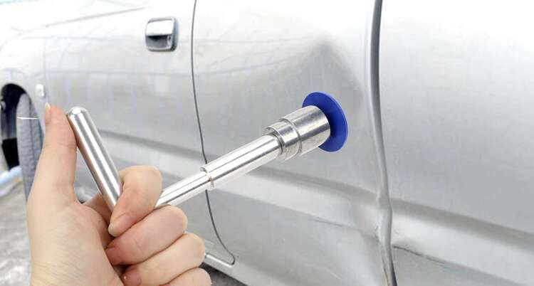 Set za Uklanjanje Udubljenja s Kliznim Čekićem i Adapterima 49x12 cm Srebrno/Crni