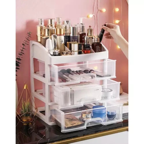 Organizator za Kozmetiku s 3 Ladice i 6 Pretinaca 27 x 23.5 x 17 cm Prozirni