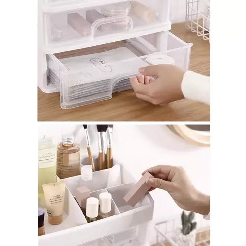 Organizator za Kozmetiku s 3 Ladice i 6 Pretinaca 27 x 23.5 x 17 cm Prozirni
