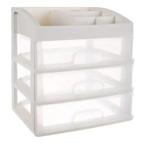 Organizator za Kozmetiku s 3 Ladice i 6 Pretinaca 27 x 23.5 x 17 cm Prozirni