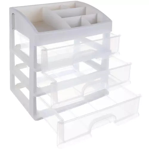 Organizator za Kozmetiku s 3 Ladice i 6 Pretinaca 27 x 23.5 x 17 cm Prozirni