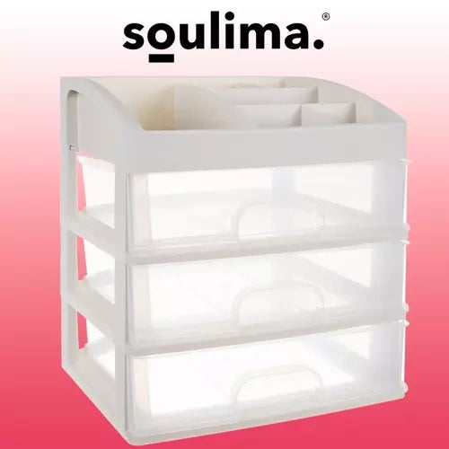 Organizator za Kozmetiku s 3 Ladice i 6 Pretinaca 27 x 23.5 x 17 cm Prozirni
