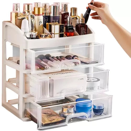 Organizator za Kozmetiku s 3 Ladice i 6 Pretinaca 27 x 23.5 x 17 cm Prozirni