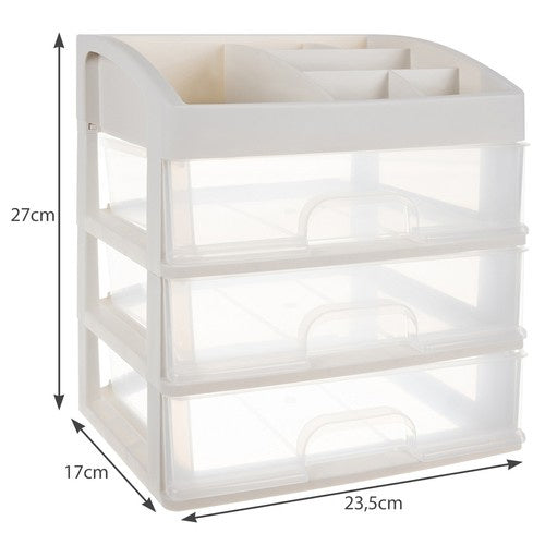 Organizator za Kozmetiku s 3 Ladice i 6 Pretinaca 27 x 23.5 x 17 cm Prozirni