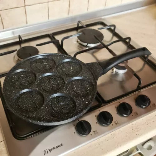 Tava za Jaja i Palačinke s 7 Oblika, 26 cm, Crna