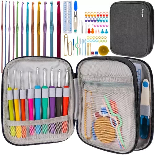 Set Za Kukičanje 85 Dijelova u Etuiju, 2.0-8.0 mm, Višebojni