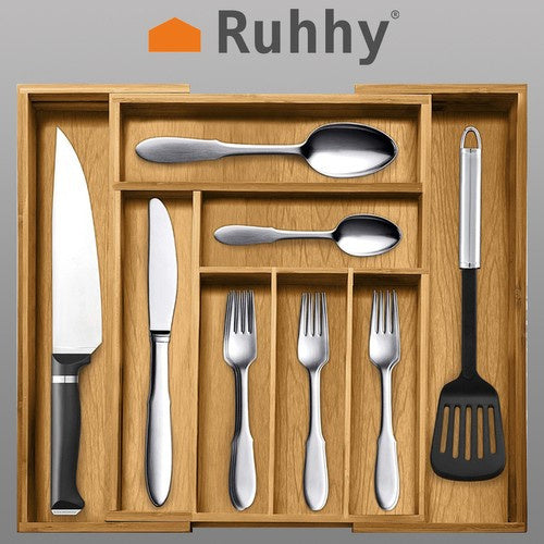 Bambus Umetak za Ladicu s Podesivom Širinom, 33.5–50 x 45.5 x 5 cm