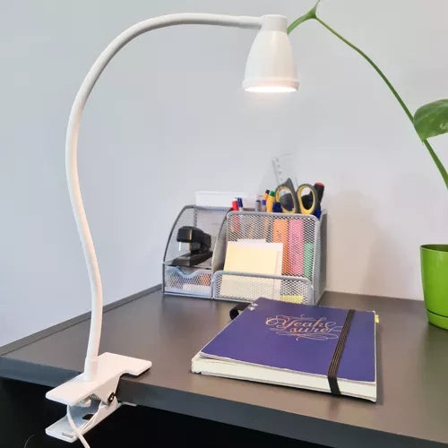 Stolna LED Lampa s Metalnom Klipsom i Postoljem, Bijela, 45/5/8.5cm