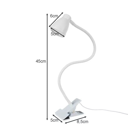 Stolna LED Lampa s Metalnom Klipsom i Postoljem, Bijela, 45/5/8.5cm