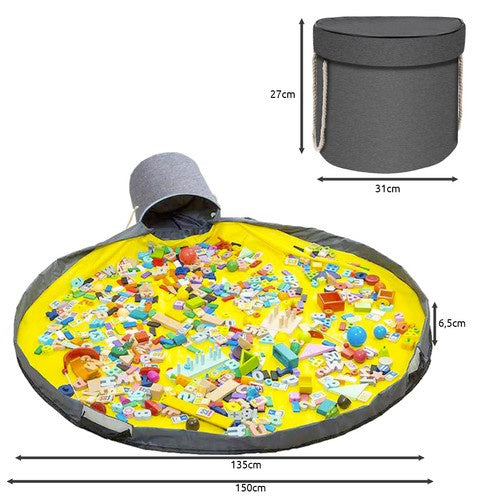 Košara za Igračke s Prostirkom 31x27 cm Siva/Žuta/Crna