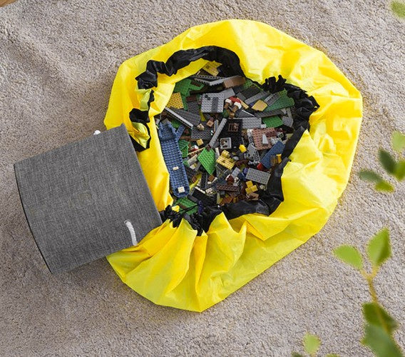 Košara za Igračke s Prostirkom 31x27 cm Siva/Žuta/Crna