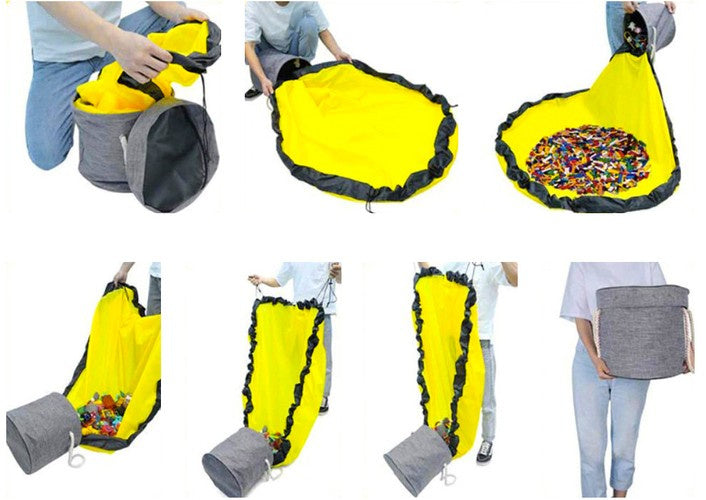 Košara za Igračke s Prostirkom 31x27 cm Siva/Žuta/Crna