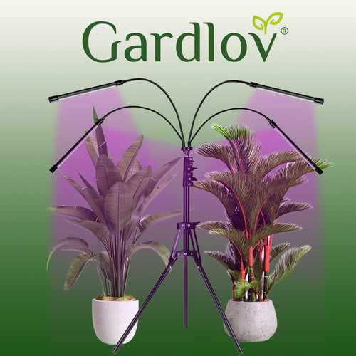 Set LED Lampi za Rast Biljaka 4 Komada, 20 LED, Crveno-Plava, Stalak