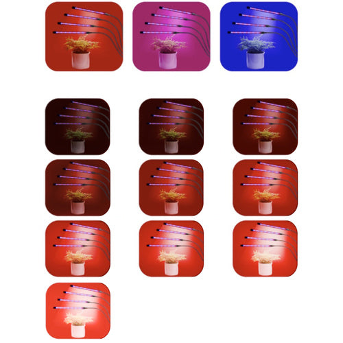 Set LED Lampi za Rast Biljaka 4 Komada, 20 LED, Crveno-Plava, Stalak