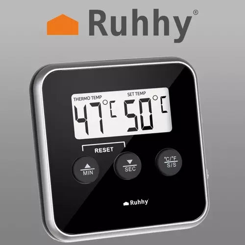 Kuhinjski Termometar s Probijom, LCD, -20 do 250°C, Crno-Srebrni, 8x8x1.5 cm