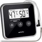 Kuhinjski Termometar s Probijom, LCD, -20 do 250°C, Crno-Srebrni, 8x8x1.5 cm