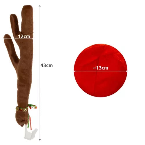 Ukrasni Rogovi i Nos Sobova za Auto, 12 x 43 cm, Crveno/Bež