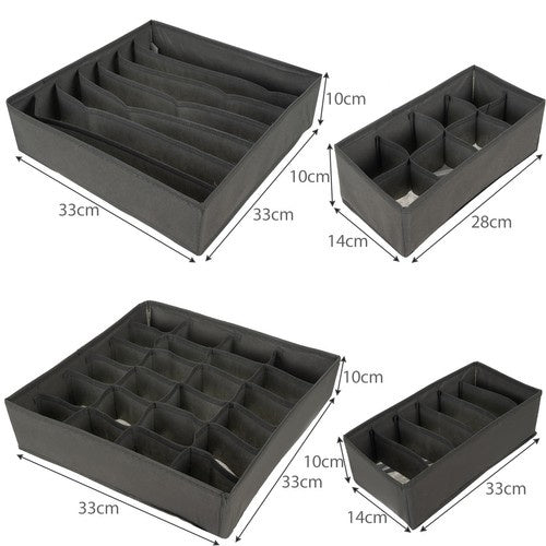 Set Organizatora za Donje Rublje, 4 Komada, Sivi