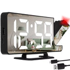 LED Budilica s Projektorom i Ogledalom 18.5 x 7.5 x 4 cm Crna
