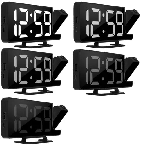 LED Budilica s Projektorom i Ogledalom 18.5 x 7.5 x 4 cm Crna