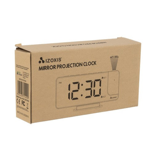 LED Budilica s Projektorom i Ogledalom 18.5 x 7.5 x 4 cm Crna