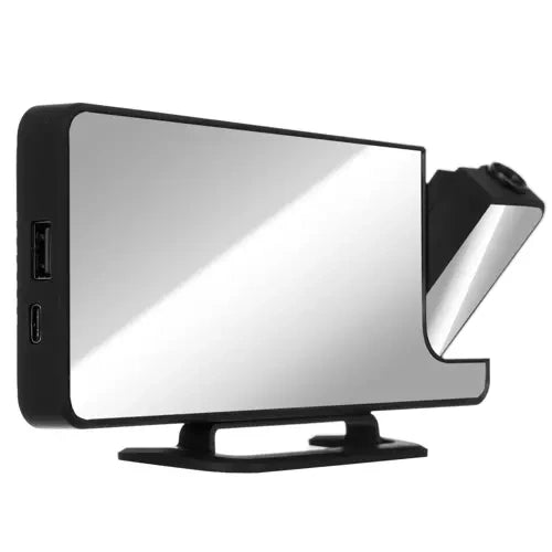 LED Budilica s Projektorom i Ogledalom 18.5 x 7.5 x 4 cm Crna