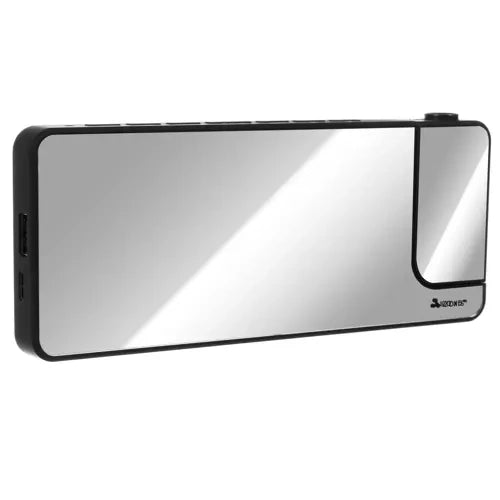 LED Budilica s Projektorom i Ogledalom 18.5 x 7.5 x 4 cm Crna