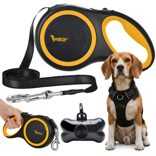 Automatski Povodac za Pse 5m do 15kg Crno-Žuti