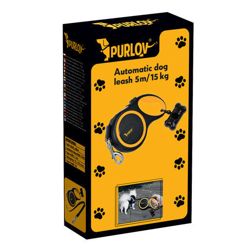 Automatski Povodac za Pse 5m do 15kg Crno-Žuti