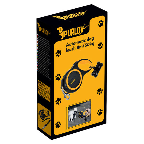 Automatska Povodac za Pse 8 m do 50 kg, Crno-Žuta