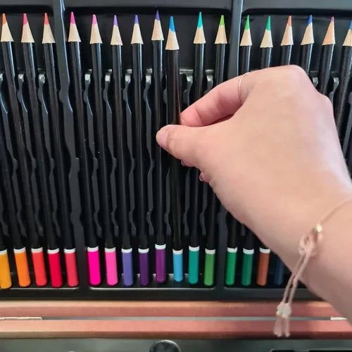 Slikarski Set u Koferu 129 Dijelova s Drvenom Kutijom 23.5 x 38 x 8 cm