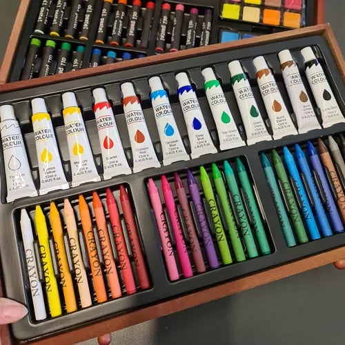 Slikarski Set u Koferu 129 Dijelova s Drvenom Kutijom 23.5 x 38 x 8 cm