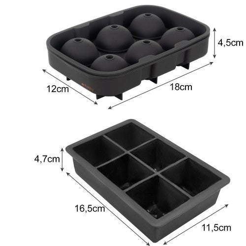 Silikonski Kalupi 2u1 za XXL Kocke i Kuglice, Sivi